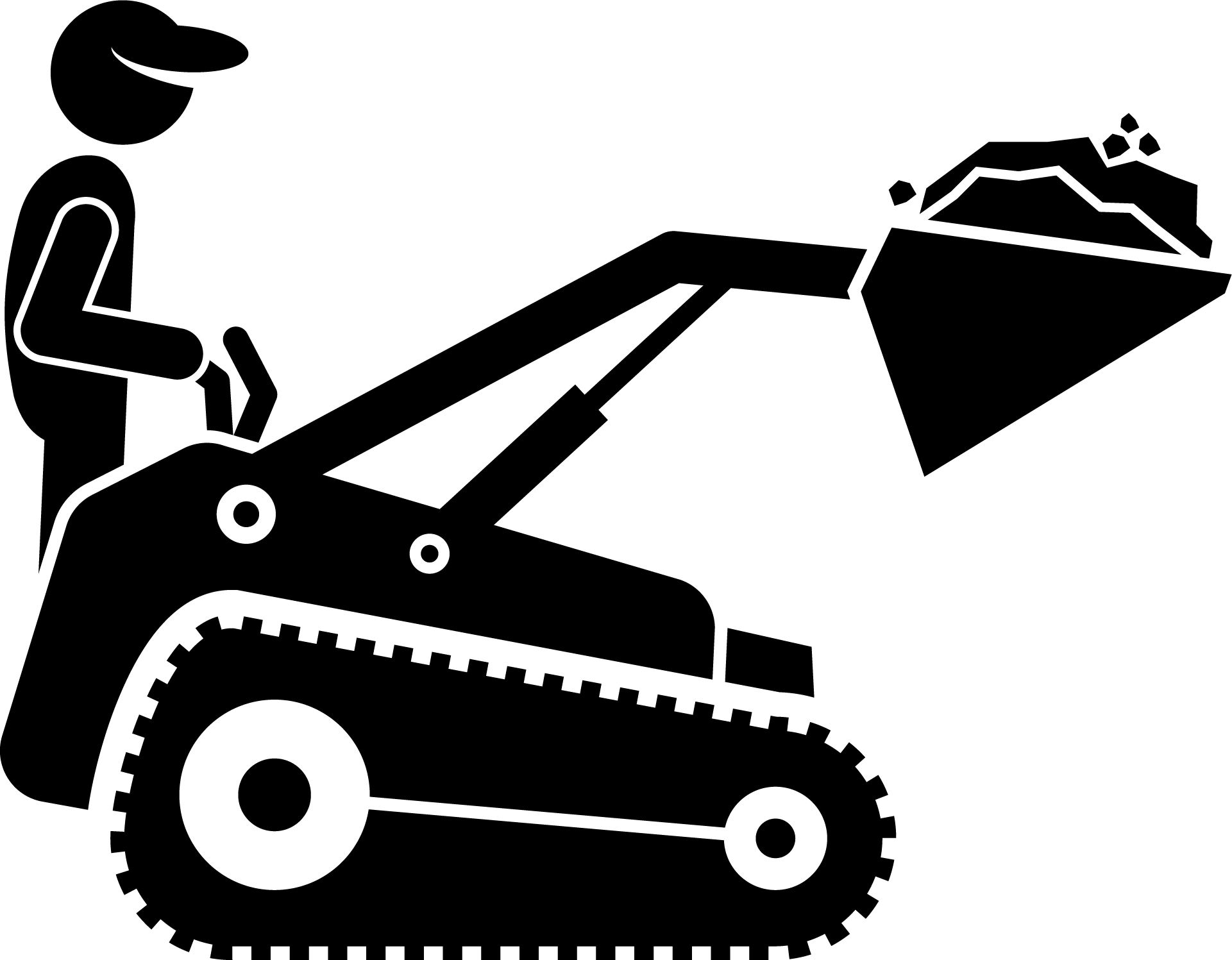 Clipart of man operating a stand up excavator