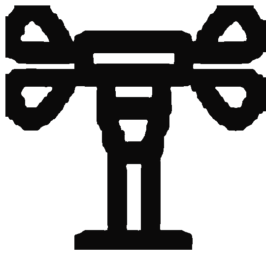 Icon of lawn sprinkler head with water coming out 2 sides
